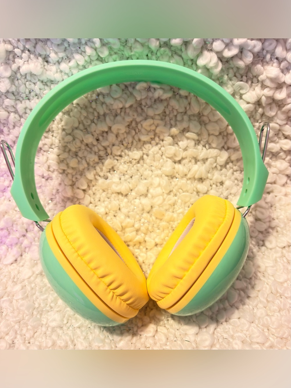 Mint Green and Yellow Noise reducing kids earmuffs